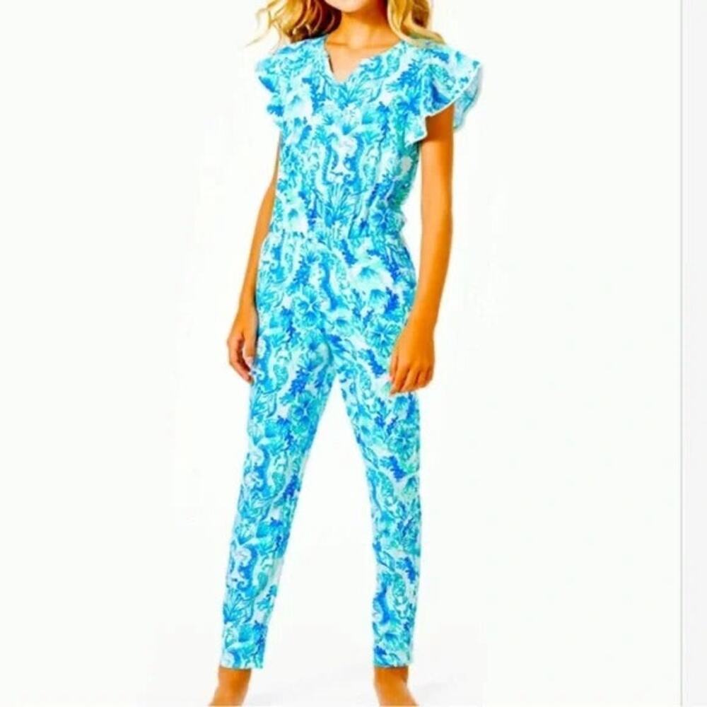 Lilly Pulitzer Seahorse Astara Ruffle Jumpsuit Size Small (4/5) EUC